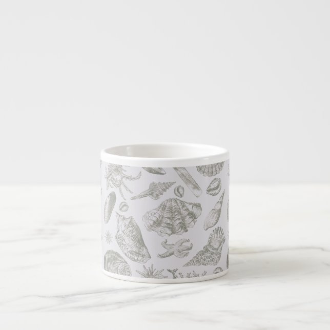 Taza De Espresso Seashell Soft Antique Art Beach Shells (Frente)