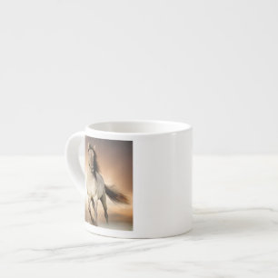 Taza De Espresso Semental salvaje que corre en puesta del sol