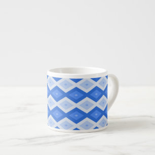 Taza De Espresso Shades of blue diamond pattern