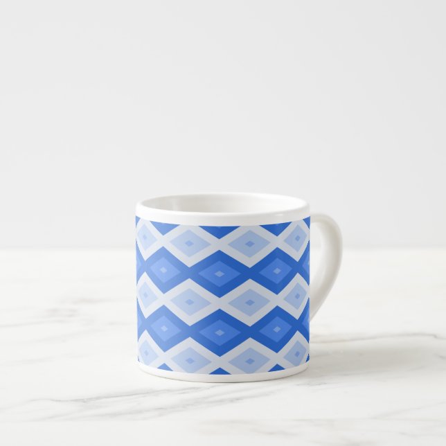 Taza De Espresso Shades of blue diamond pattern (Derecha)