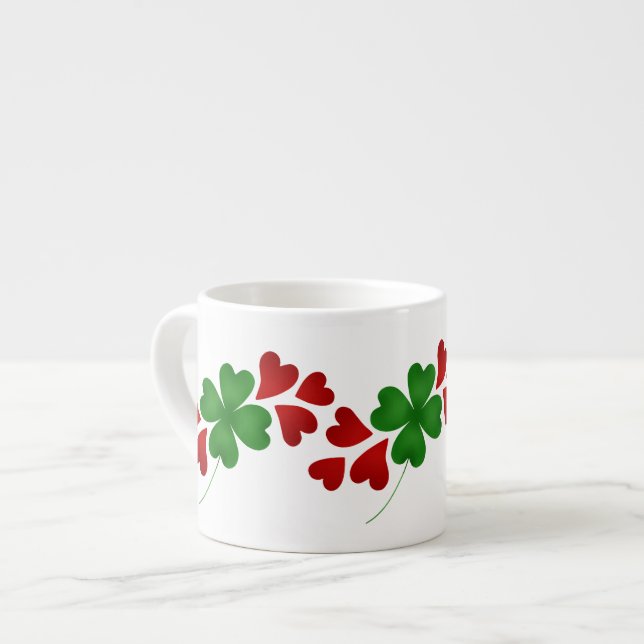 Taza De Espresso Shamrock con corazones (Izquierda)