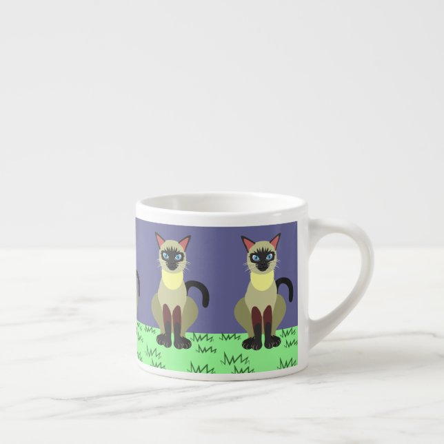 Taza De Espresso Siamese Cat in the Grass Espresso Cup – Feline Art (Derecha)