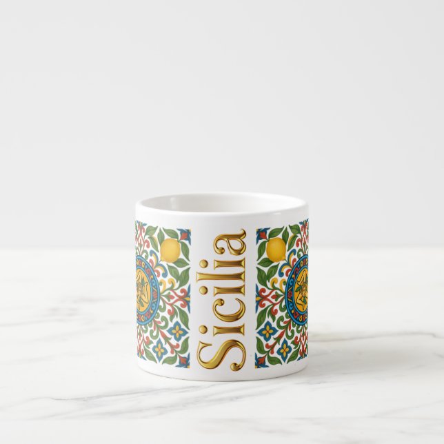 Taza De Espresso Sicilia Sicilian Pattern (Frente)