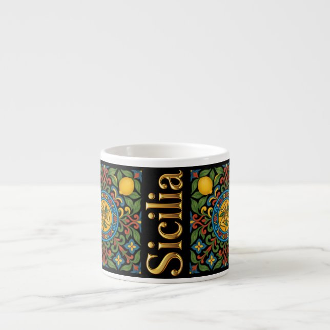 Taza De Espresso Sicilia Sicilian Pattern (Frente)