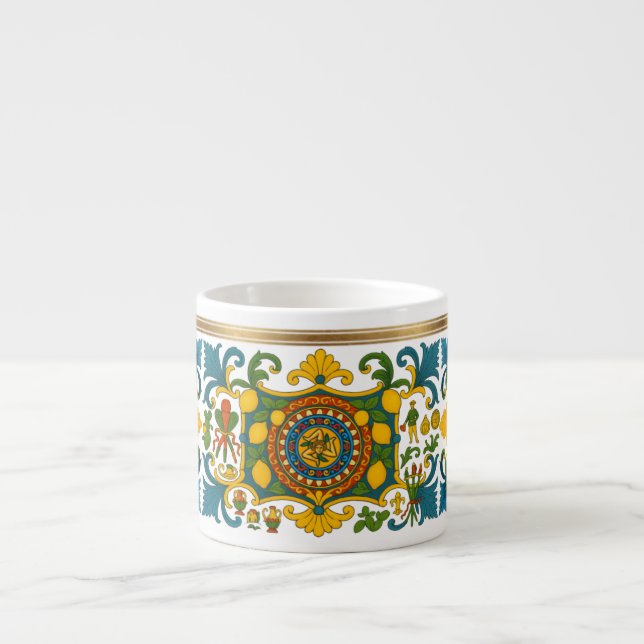 Taza De Espresso Sicilia Sicilian Pattern Espresso Cup (Frente)