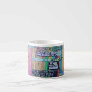 Taza De Espresso Signo de la isla de la bienvenida colorida Carribe