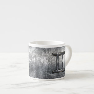 Taza De Espresso Signo zodiacal de Géminis en estilo de acero indus
