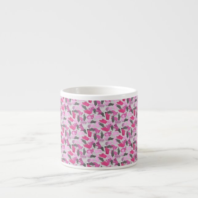 Taza De Espresso Silhouette Animal Camouflage Pink (Frente)