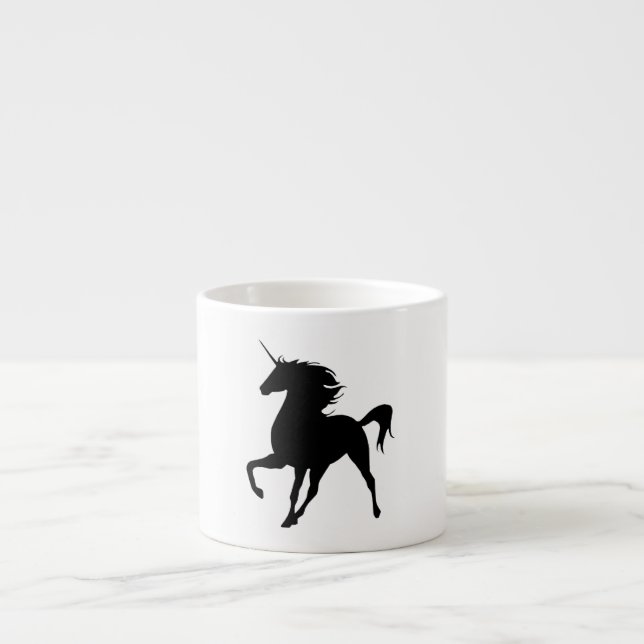 Taza De Espresso Silhouette Mug de Unicornio Negro (Frente)