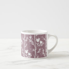 Taza De Espresso Silueta floral botánica rosa malva tranquila