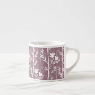 Taza De Espresso Silueta floral botánica rosa malva tranquila