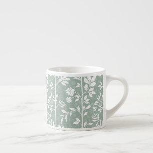 Taza De Espresso Siluetas Botánicas Elegantes Arte Verde Menta Suav