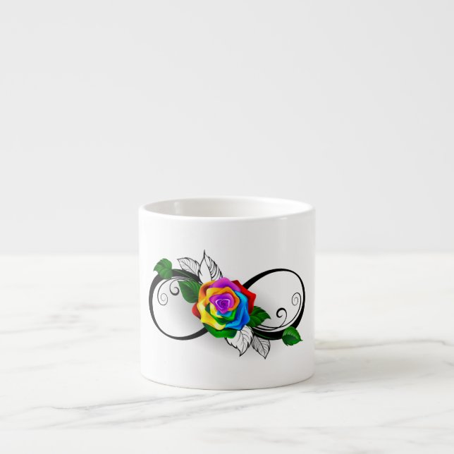 Taza De Espresso Símbolo de infinito con rosa arcoíris (Frente)