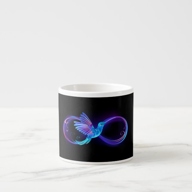 Taza De Espresso Símbolo de infinito neón con colibrí brillante (Frente)