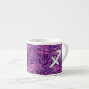 Taza De Espresso Símbolo de Sagitario de Nacar en Camuflaje Fucsia