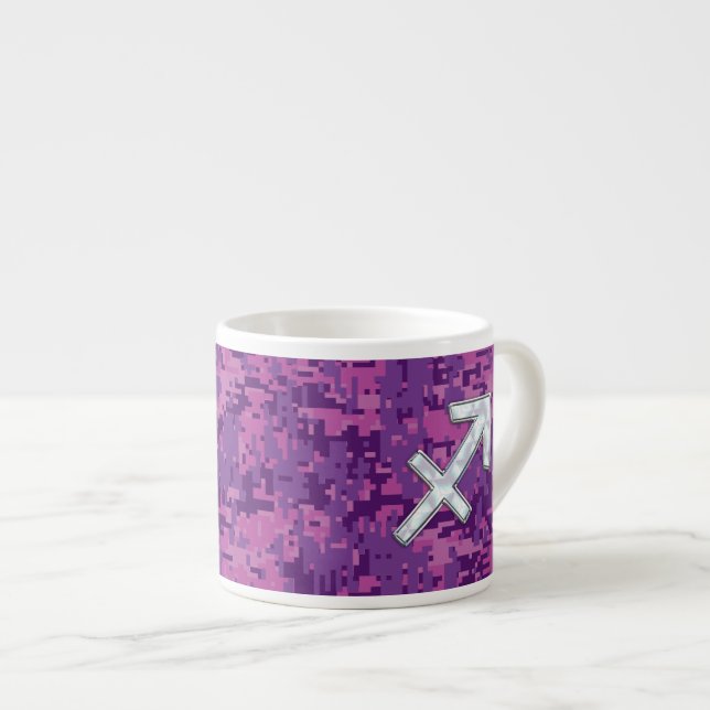Taza De Espresso Símbolo de Sagitario de Nacar en Camuflaje Fucsia (Derecha)