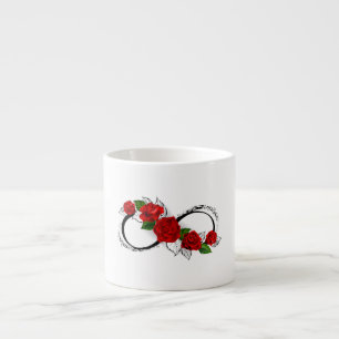 Taza De Espresso Símbolo infinito con rosas rojas