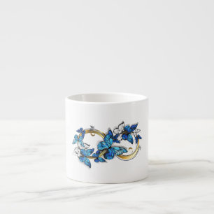 Taza De Espresso Símbolo infinito de mariposas Morpho azules