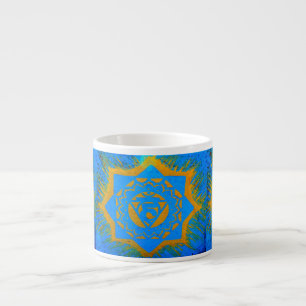 Taza De Espresso símbolo tantric del oro en azul