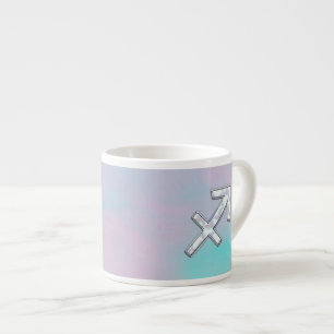Taza De Espresso Símbolo Zodiacal de Sagitario en Estilo Nacar
