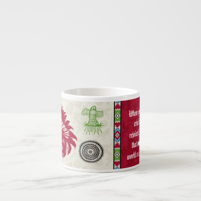 Taza De Espresso Símbolos y sabiduría - jefe del nativo americano (Frente)