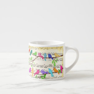 Taza De Espresso Sinfonía de Aves Musicales Coloridas - Canción mág