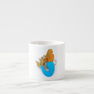 Taza De Espresso sirena azul de la cola