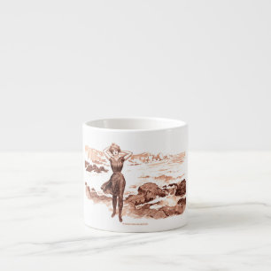 Taza De Espresso Sirena de playa Gibson Girl vintage Belleza de bañ