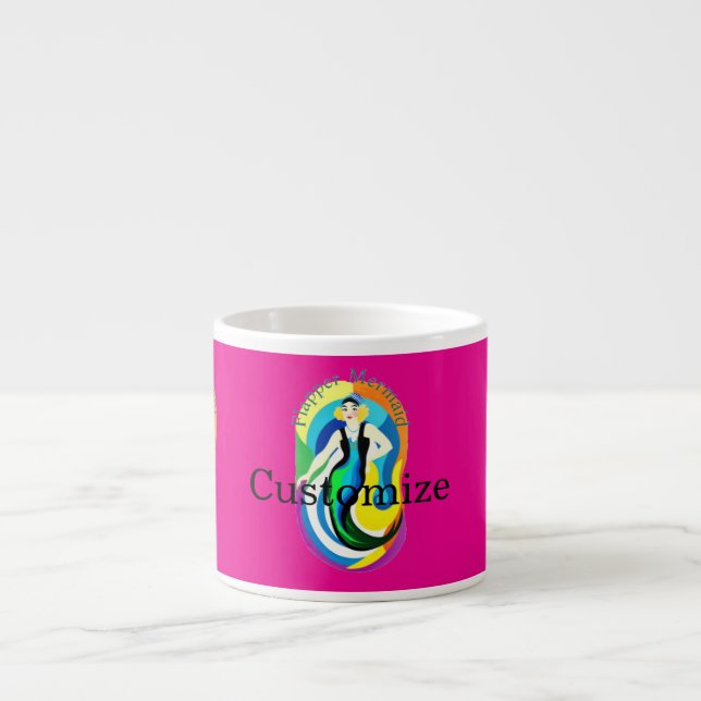 Taza De Espresso Sirena Flapper Colorida Thunder_Cove (Frente)