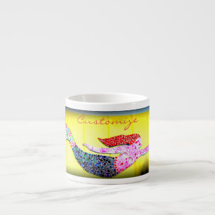 Taza De Espresso sirena rosada de la natación del mosaico