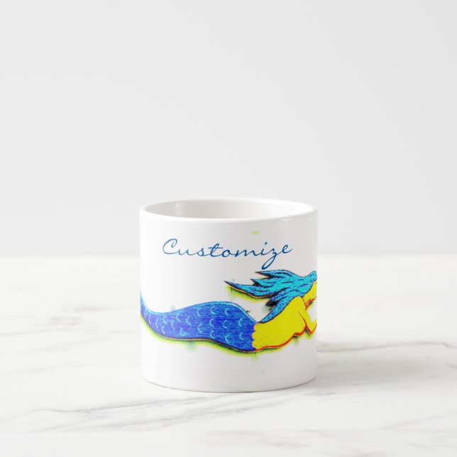 Taza De Espresso sirena submarina azul Thunder_Cove (Frente)