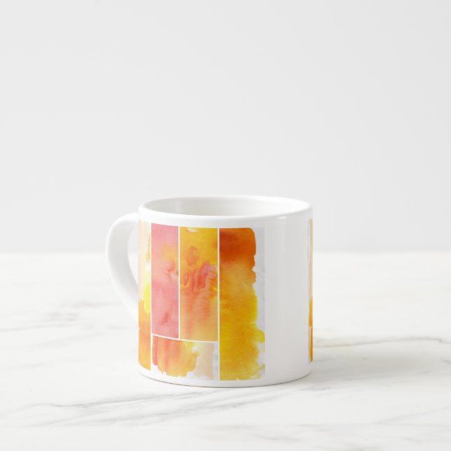 Taza De Espresso Sistema de la acuarela abstracta pintado a mano (Izquierda)