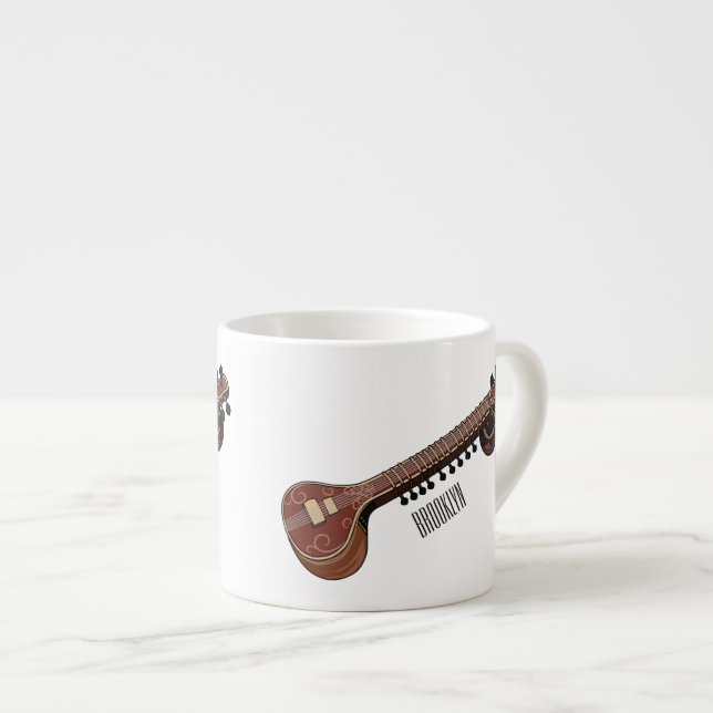 Taza De Espresso Sitar personalizado ilustracion (Derecha)