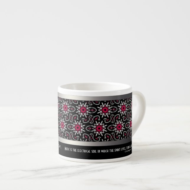 Taza De Espresso Sleek negro y rosa | Texto personalizado Expresso  (Derecha)