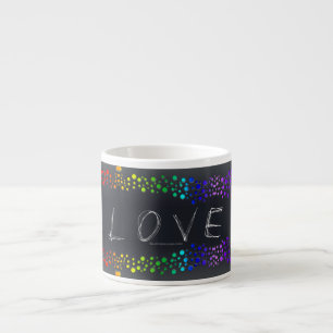Taza De Espresso SlipperyJoe ama burbujas rojo naranja amarillo ver