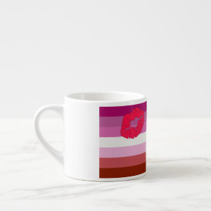Taza De Espresso SlipperyJoe lápiz labial bandera de orgullo lésbic