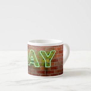 Taza De Espresso SlipperyJoe signo de neón gay brillante vivo