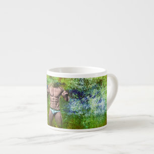 Taza De Espresso SlipperyJoe's blanco muscular hombre sexy speedo n