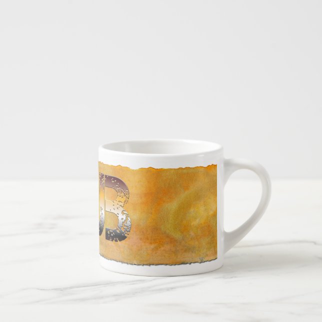 Taza De Espresso SlipperyJoe's cub word naranja-tonos marrones pro (Derecha)