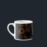 Taza De Espresso SlipperyJoe's Estrella David temática de Hanukkah<br><div class="desc">SlipperyJoe's Estrella David temática de Hanukkah artística luz de velas festiva resplandeciente temas de luz y resiliencia moderna reverente para fiestas judías tamaños variados tonos metálicos oro bronce marrón profundo negro rico fondo evoca elegancia tradición hebrea patrón simétrico regalos decoraciones flujo visual ceremonial rítmico símbolo significativo religión</div>