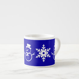Taza De Espresso Snowflake de invierno azul y blanco