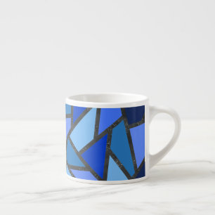 Taza De Espresso Sombras de vidrio manchado azul