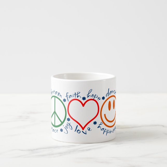Taza De Espresso Sonrisa del amor de la paz (Frente)