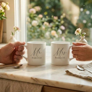 Taza De Espresso Sr recién casado escritura elegante
