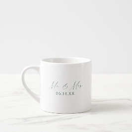 Taza De Espresso Sr y Sra Fecha Personalizada Elegante Boda Recién 