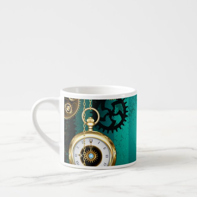 Taza De Espresso Steampunk Jewelry Watch sobre un fondo verde (Izquierda)
