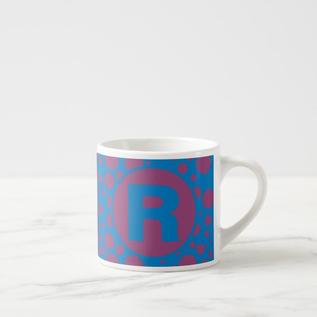 Taza De Espresso Su patrón inicial de puntos púrpura azul trippy Gi (Derecha)