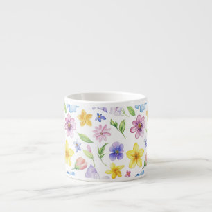Taza De Espresso Sublimación del patrón floral de flores-95651