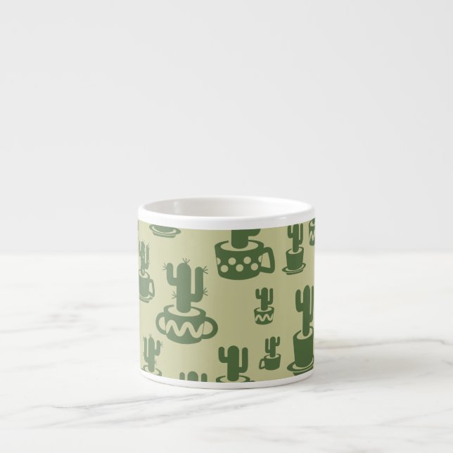 Taza De Espresso Succulent cactus silhouette in cups and pots  (Frente)