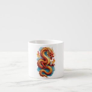 Taza De Espresso Sudadera con ilustración ardiente del dragón rojo